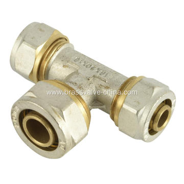 Equal tee of brass compression fitting